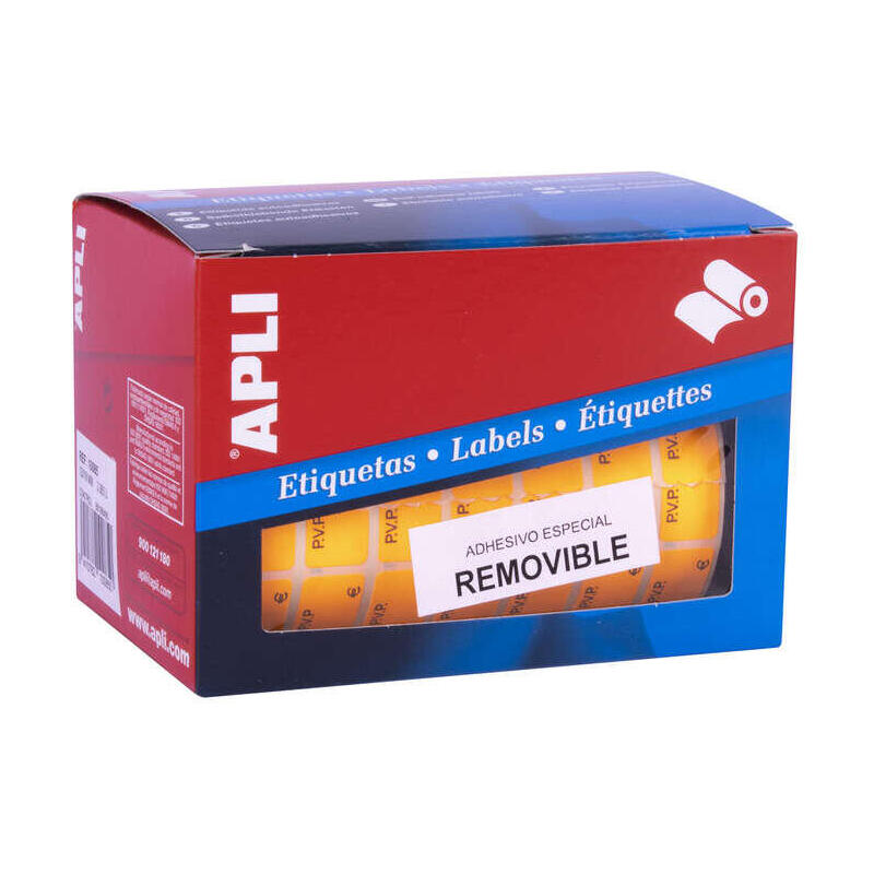Apli Rollo Etiquetas Pvp Naranja Fluorescente Removibles 12.0 X 18.0mm
