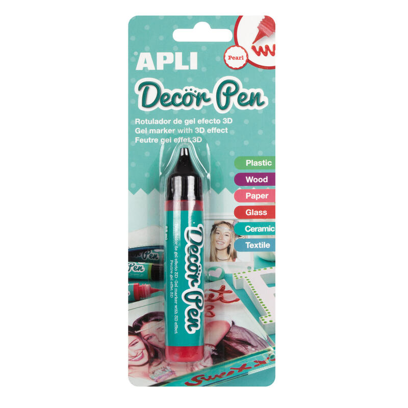 Apli Rotulador De Gel 3d Con Acabado Perlado - 25ml - Ideal Para Decorar Plastico, Madera, Papel, Cristal, Ceramica O Textil - Personalizacion Facil Y Espectacular - Color Rojo