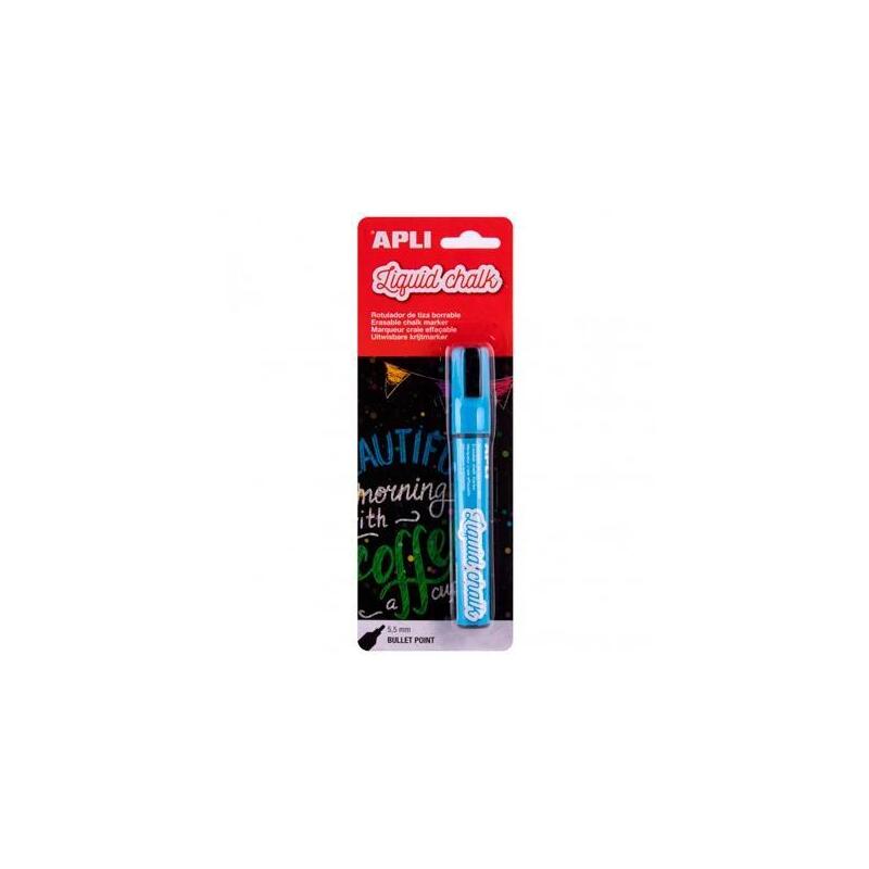 Apli Rotulador Tiza Líquida Punta Redonda 5,5mm Azul