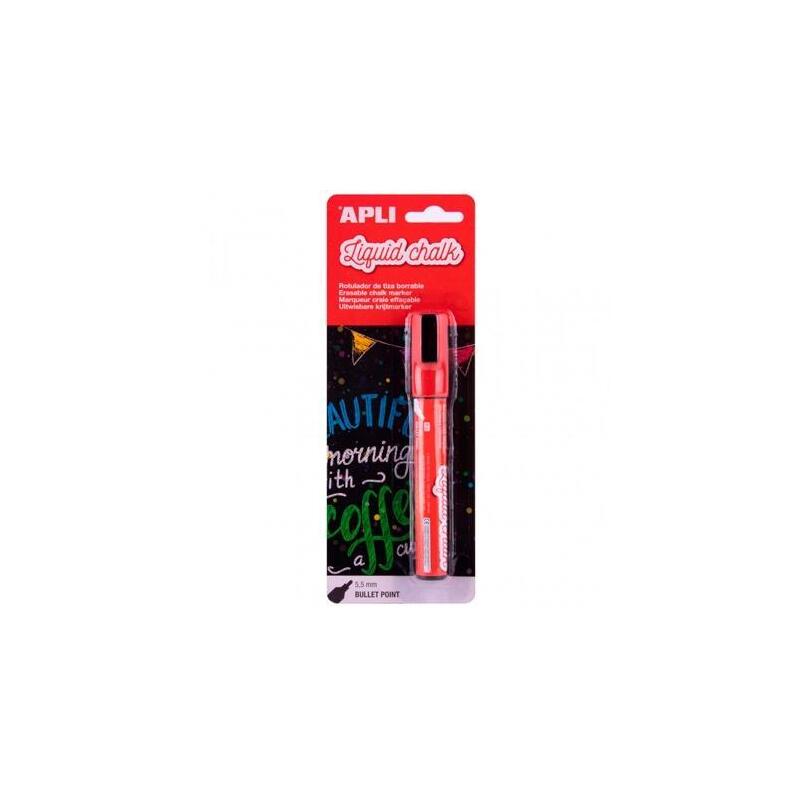 Apli Rotulador Tiza Líquida Punta Redonda 5,5mm Rojo