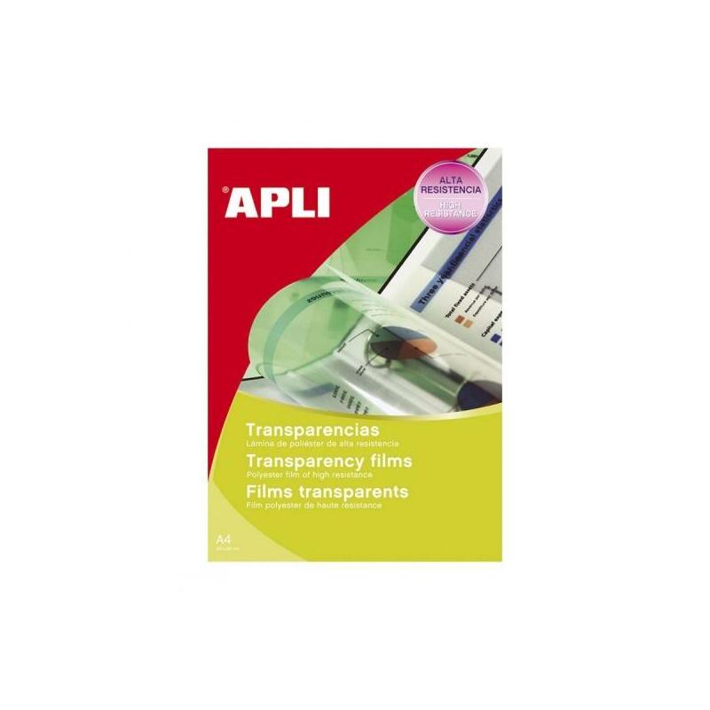 Apli Transparencias De Poliester A4 Para Impresoras Inkjet - Alta Calidad De Reproduccion - Gran Claridad - Secado