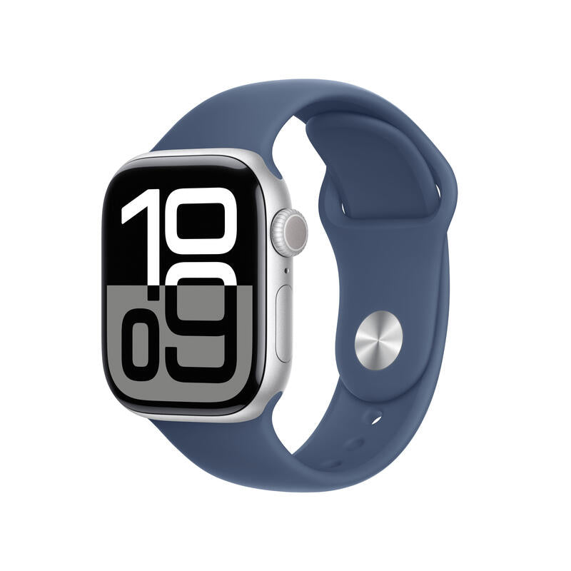 Apple Apple Watch Series 10 Gps 42mm Silver Aluminium Case With Denim Sport Band - S/M