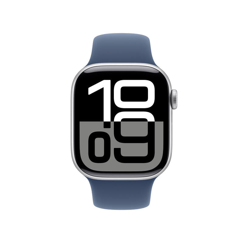 Apple Apple Watch Series 10 Gps 42mm Silver Aluminium Case With Denim Sport Band - S/M