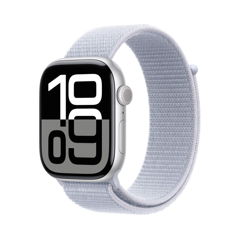 Apple Apple Watch Series 10 Gps 46mm Silver Aluminium Case With Blue Cloud Sport Loop