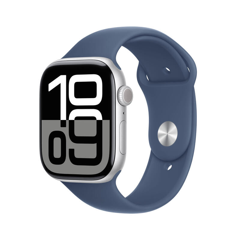 Apple Apple Watch Series 10 Gps 46mm Silver Aluminium Case With Denim Sport Band - S/M