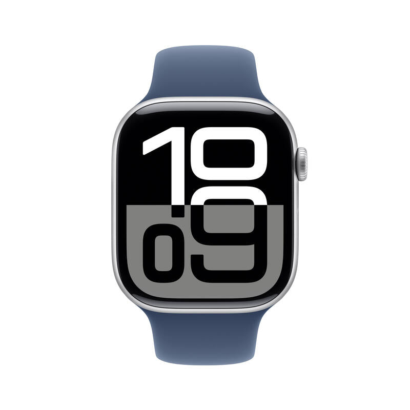 Apple Apple Watch Series 10 Gps 46mm Silver Aluminium Case With Denim Sport Band - S/M