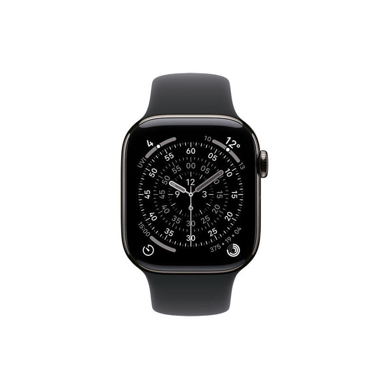 Apple Watch S11 Titan Schiefer Cellular 42mm (Sportarmband Schwarz) M L