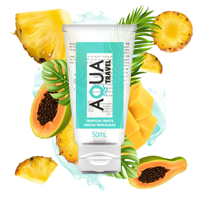 Aqua Travel - Lubricante Base Agua Sabor Frutas Tropicales - 50 Ml