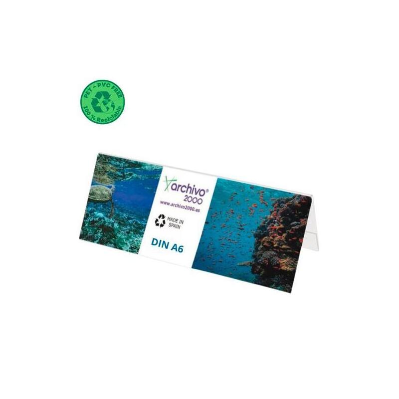 Archivo 2000 Portanombres De Sobremesa Flexible Din A6 Pet 100% Reciclable Cristal Transparente