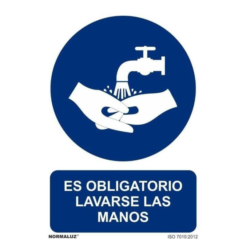 Archivo 2000 Señal "Obligatorio Lavarse Las Manos" 210x297 Pvc Azul Y Blanco