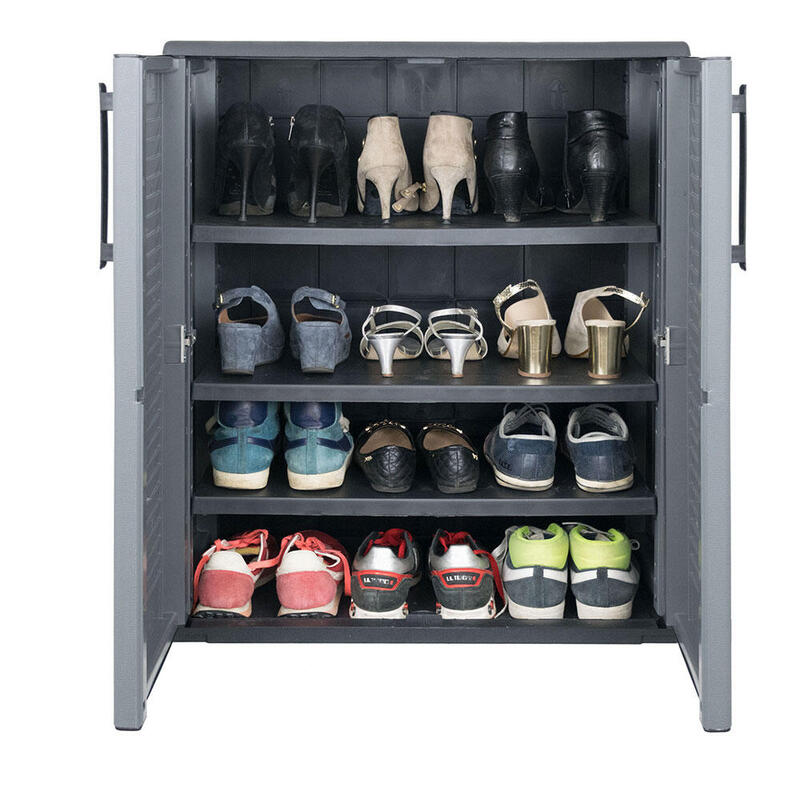 Armario Bajo Línea Easy Para Zapatos De Polipropileno Gris Oscuro, 68 X 37 X 84 Cm