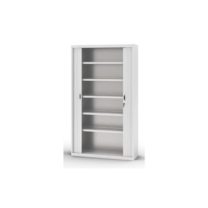 Armario Metálico Dos Puertas Persiana Correderas 1980x1200x450 Cm (Alto X Ancho X Fondo) Incluye 4 Baldas Acabado En Gris. ( Montado)