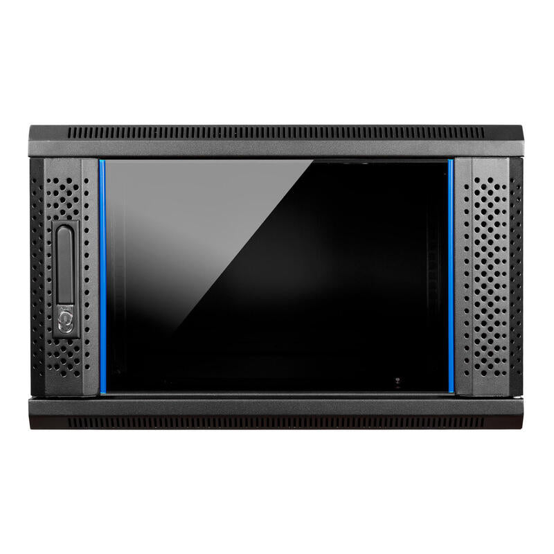 Armario Mural 19 Aiten Data 6u Ai6606s 600 X 600 X 368 2l Color Negro Puerta De Cristal Templado