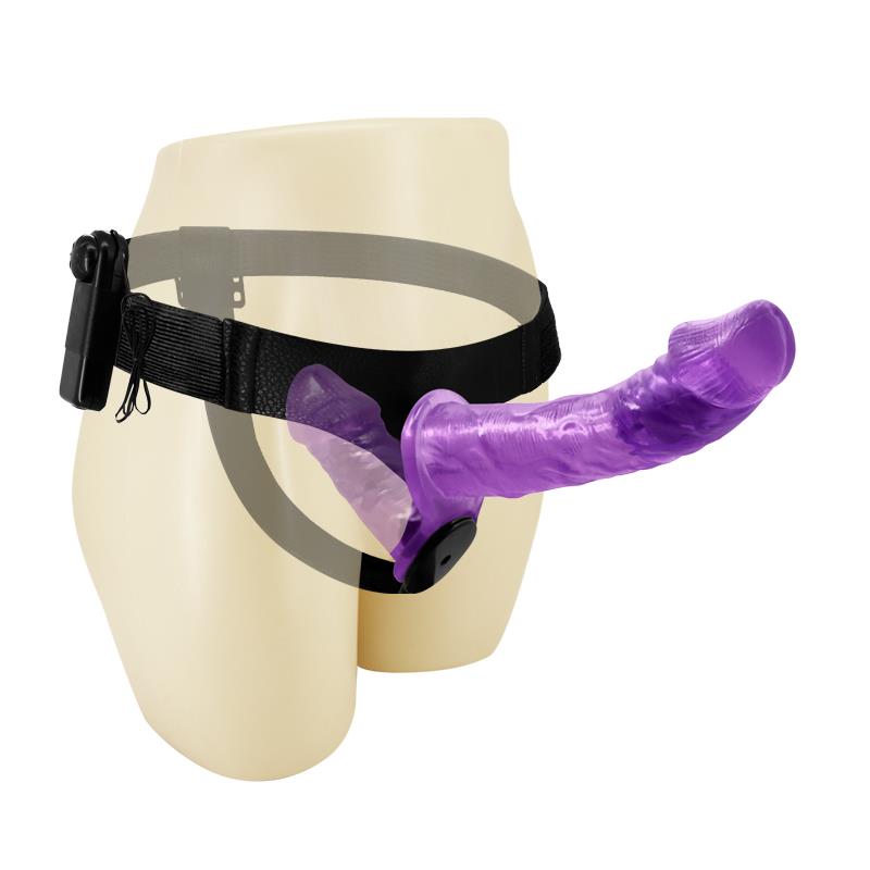 Arnés Con Dildo Doble Y Vibración Púrpura