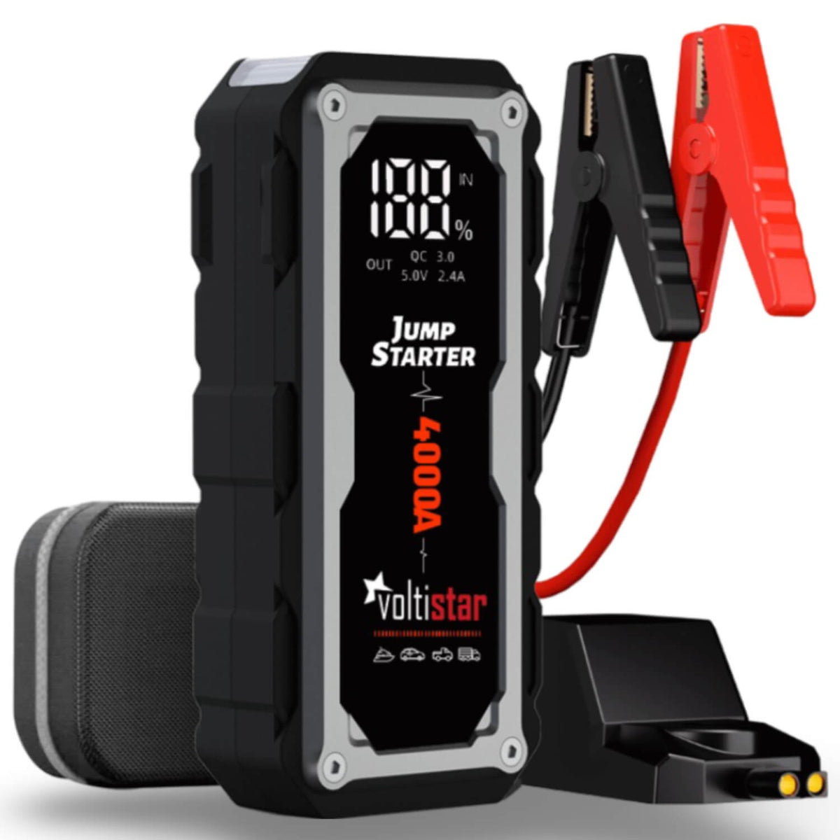 Arrancador De Coche 20000Mah Inteligente Hasta 8L Gasolina Y 5L Diesel