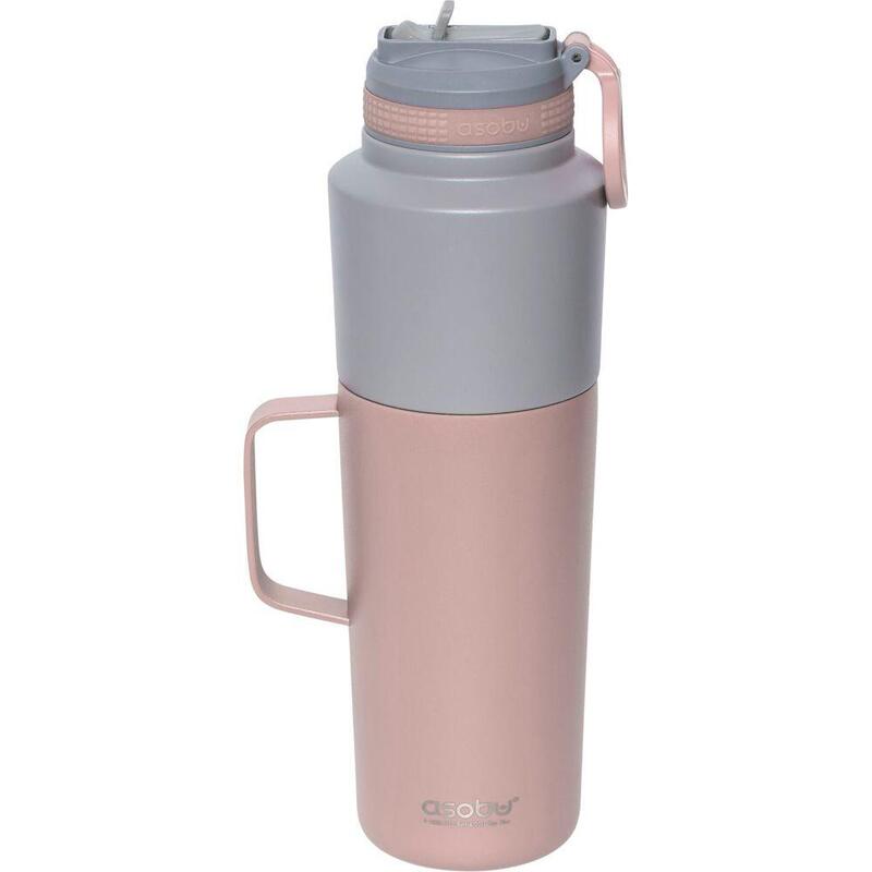 Asobu Twin Pack Botella Con Taza Rosa, 0,9 L + 0,6 L
