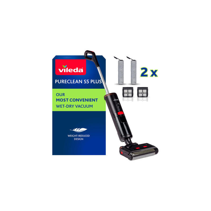 Aspirador Vileda Pureclean S5 Plus, En Seco/Mojado Negro/Plata, Inalámbrico 178236
