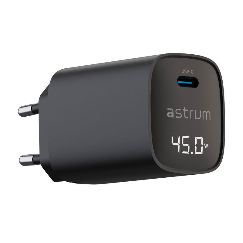 Astrum Watz45l Negro Adaptador De Corriente Con Pantalla Led Integrada 45w Usb-C