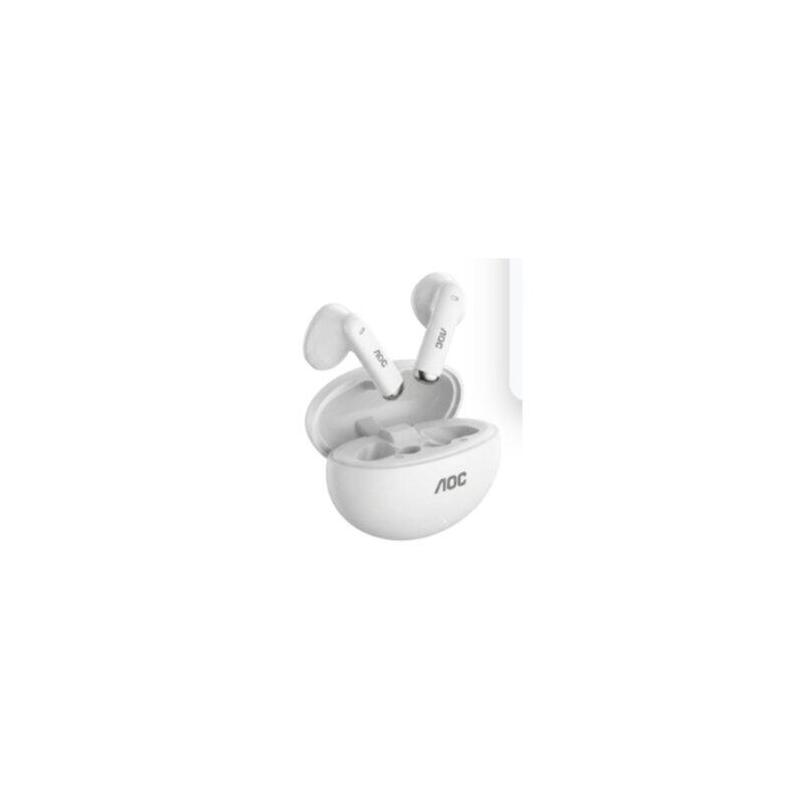 Auricular Intrauditivo Bluetooth Aoc Act1501wt Tws Ipx4 Mic Blanco Reproduccion 20h Carga Usb-C Tact