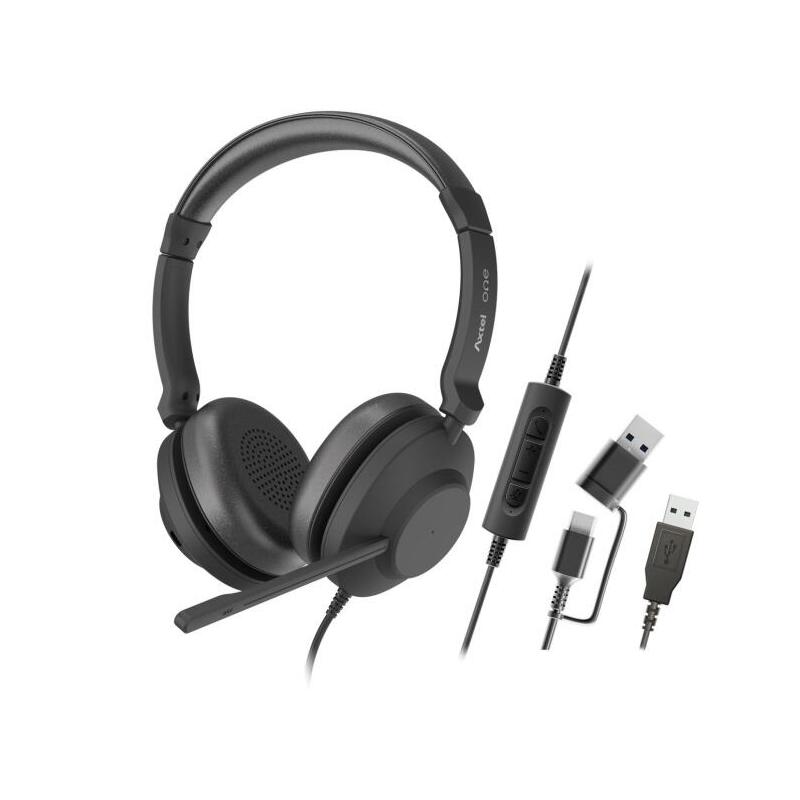 Auriculares Axtel One Con Microfono Usb - Conexion Usb-A Y Usb-C - Controles De Audio Integrados - Estereo