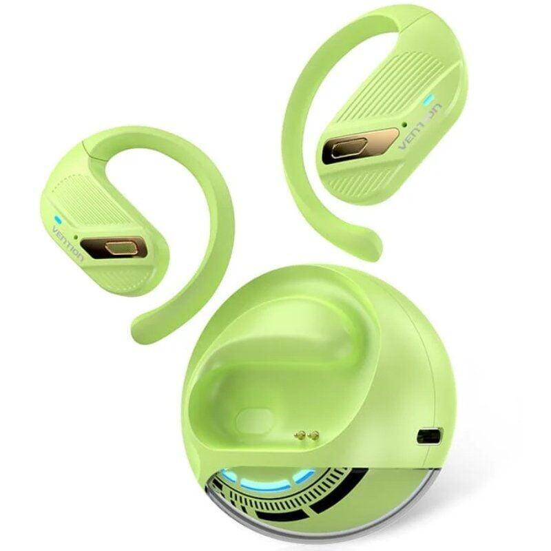 Auriculares Deportivos Bluetooth Vention Open Ear Openbeat O12 Nbug0 Con Estuche De Carga Verdes