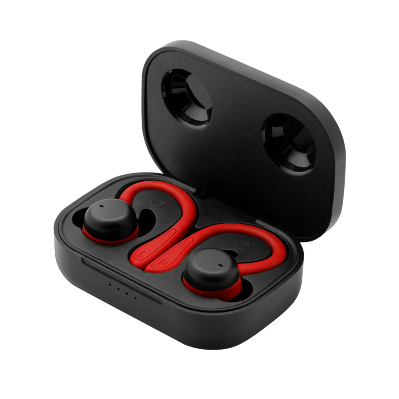 Auriculares Deportivos Spartan Bluetooth 5.3 Manos Libres Accesorios Intercambiables Detalles En Rojo
