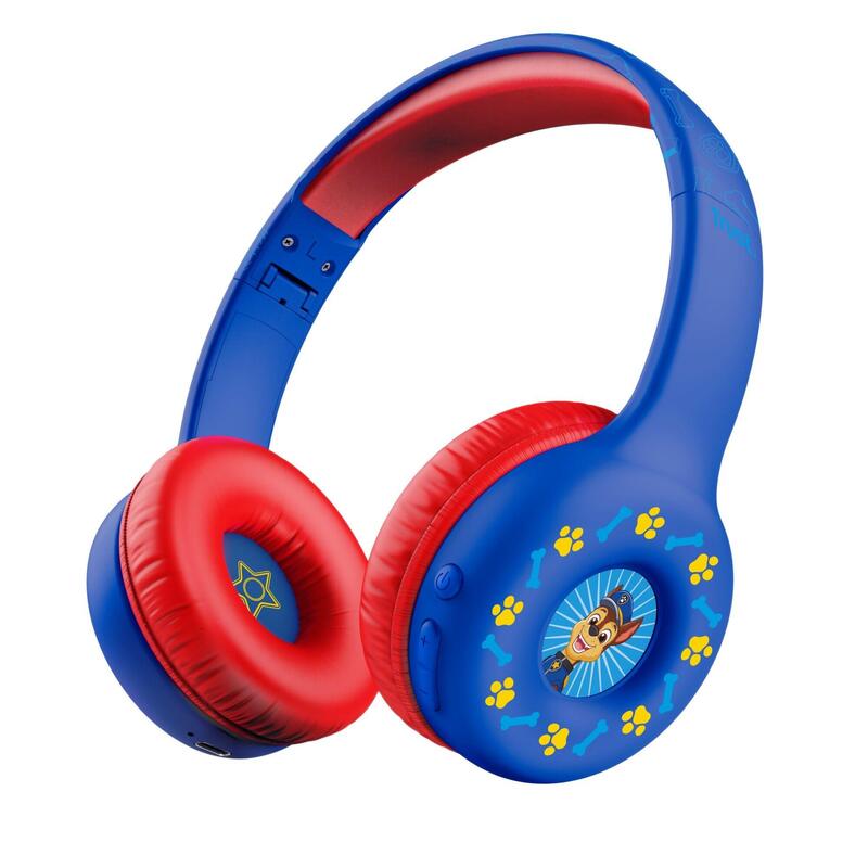 Auriculares Inalambricos Trust Patrulla Canina Bluetooth Para Niños 4-10 Años, Límite De Volumen (85db), Cascos Plegables Con Micrófono Y Adhesivos, Batería De 15h, Headset Paw Patrol, Azul