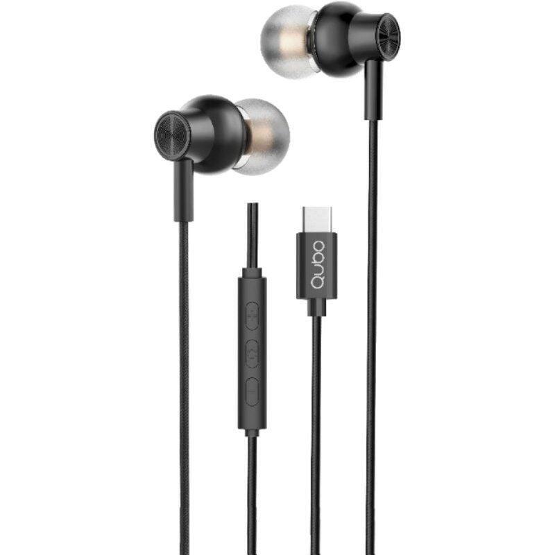 Auriculares Intrauditivos Qubo Au-300c Con Micrófono Usb Tipo-C Negros