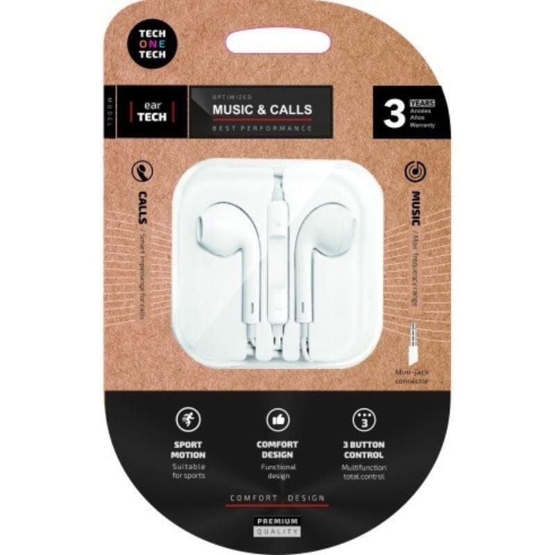 Auriculares Intrauditivos Tech One Tech Eartech Tec1011 Con Micrófono Mini Jack 3.5 Blancos
