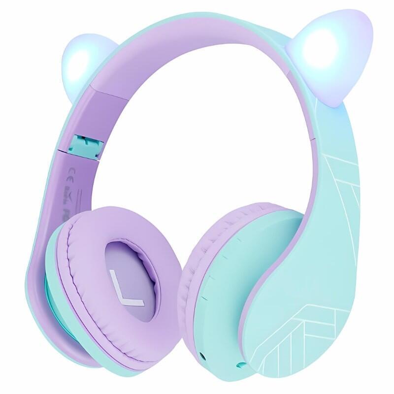 Auriculares Powerlocus P2 Kids Turquesa/Violeta Inalámbricos Para Niños