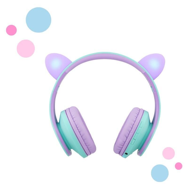Auriculares Powerlocus P2 Kids Turquesa/Violeta Inalámbricos Para Niños