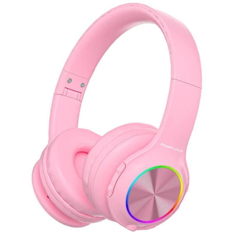 Auriculares Powerlocus Pled Rgb Rosa Inalámbricos Para Niños