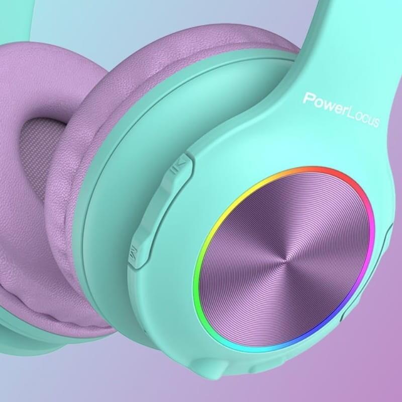 Auriculares Powerlocus Pled Rgb Turquesa/Violeta Inalámbricos Para Niños