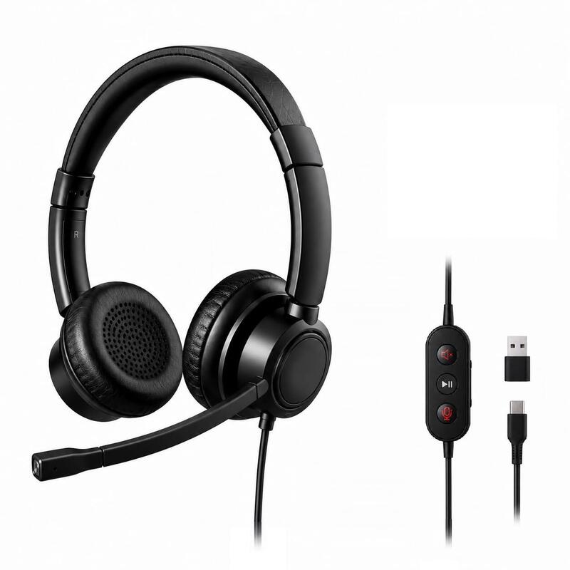 Auriculares Tnb Activ 200s - Professional Usb-A And Usb-C Stereo Headset - Black