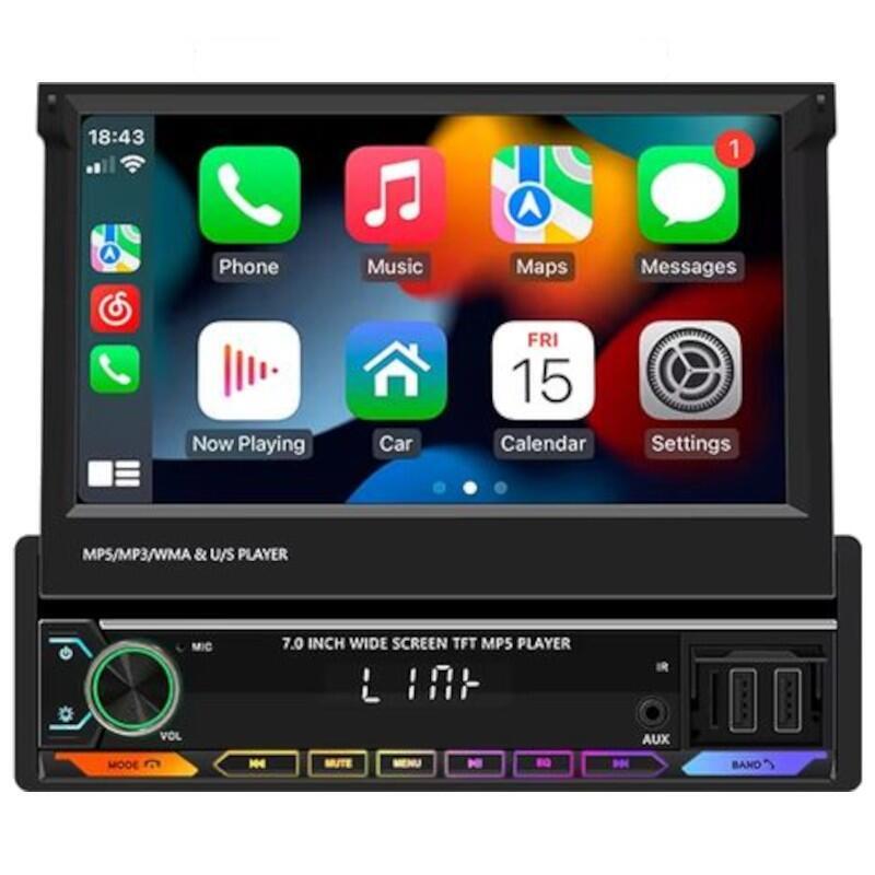 Autoradio 1 Din Swm 9614c 7 Pulgadas Bluetooth/Carplay Usb Negro