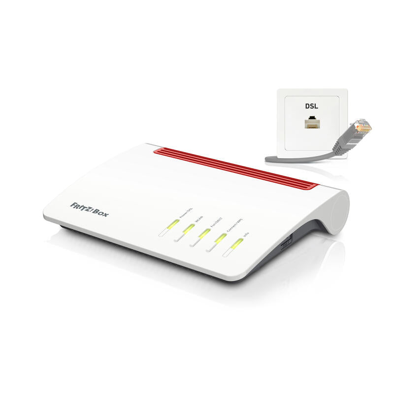 Avm Fritz!Box 7590 Router Inalámbrico Doble Banda (2,4 Ghz / 5 Ghz) Gigabit Ethernet 3g 4g Gris, Rojo, Blanco