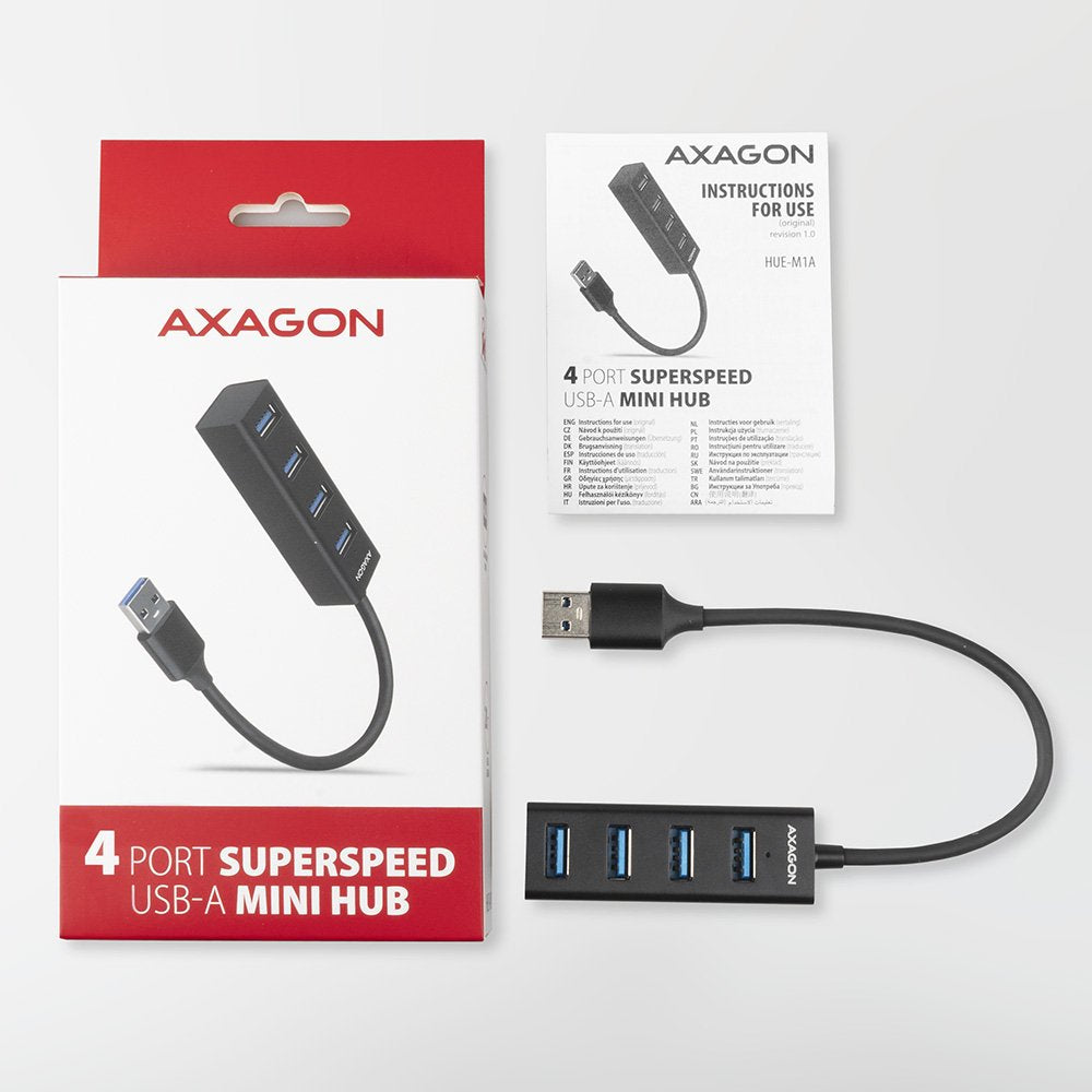 Axagon Hue-M1a Hub De Interfaz Usb 3.2 Gen 1 (3.1 Gen 1) Type-A 5000 Mbit/S Negro