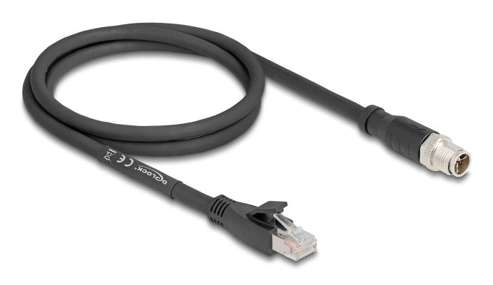 Delock M12 Cable X-Kodiert 8 Pin Stecker Zu Rj45 Stecker Cat.5e S Ftp Flexibel 1 M Schwarz
