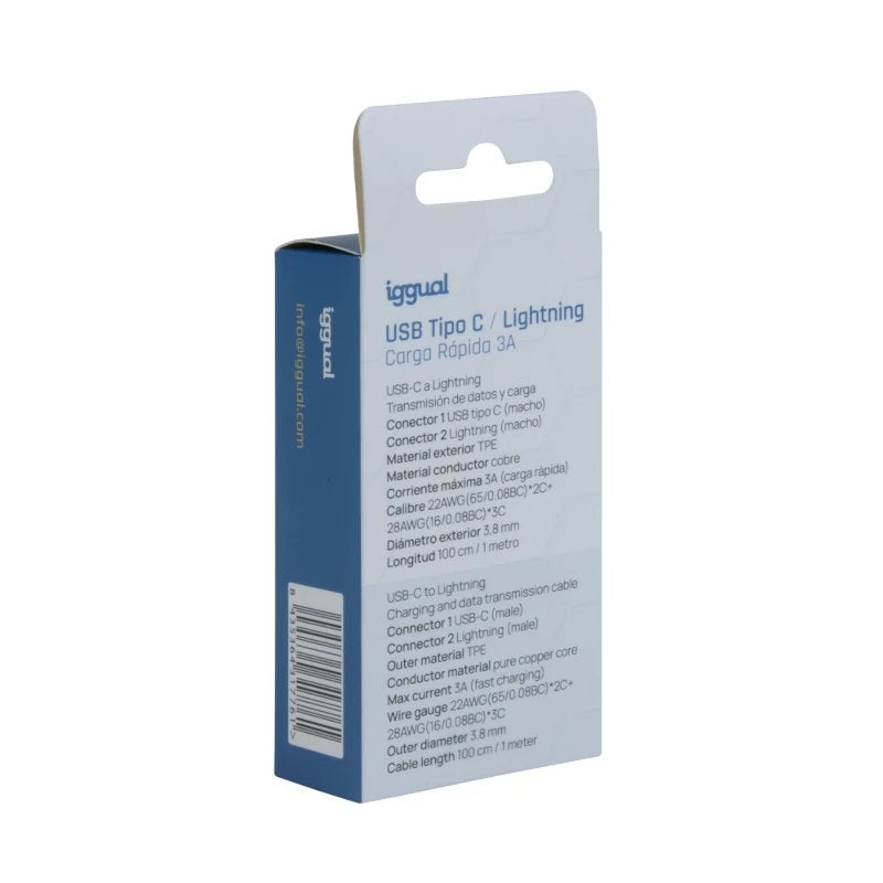 Iggual Cable Usb-C Lightning 100 Cm Blanco Q3.0 3a