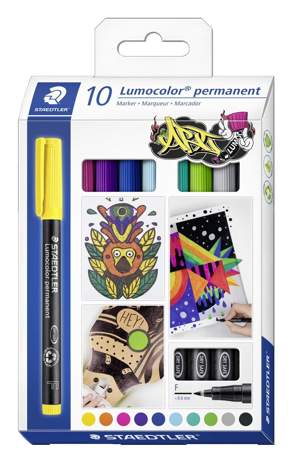 Caja De Rotuladores Permanentes Staedtler Lumocolor 318 F 0.6mm 10 Unidades Colores Surtidos