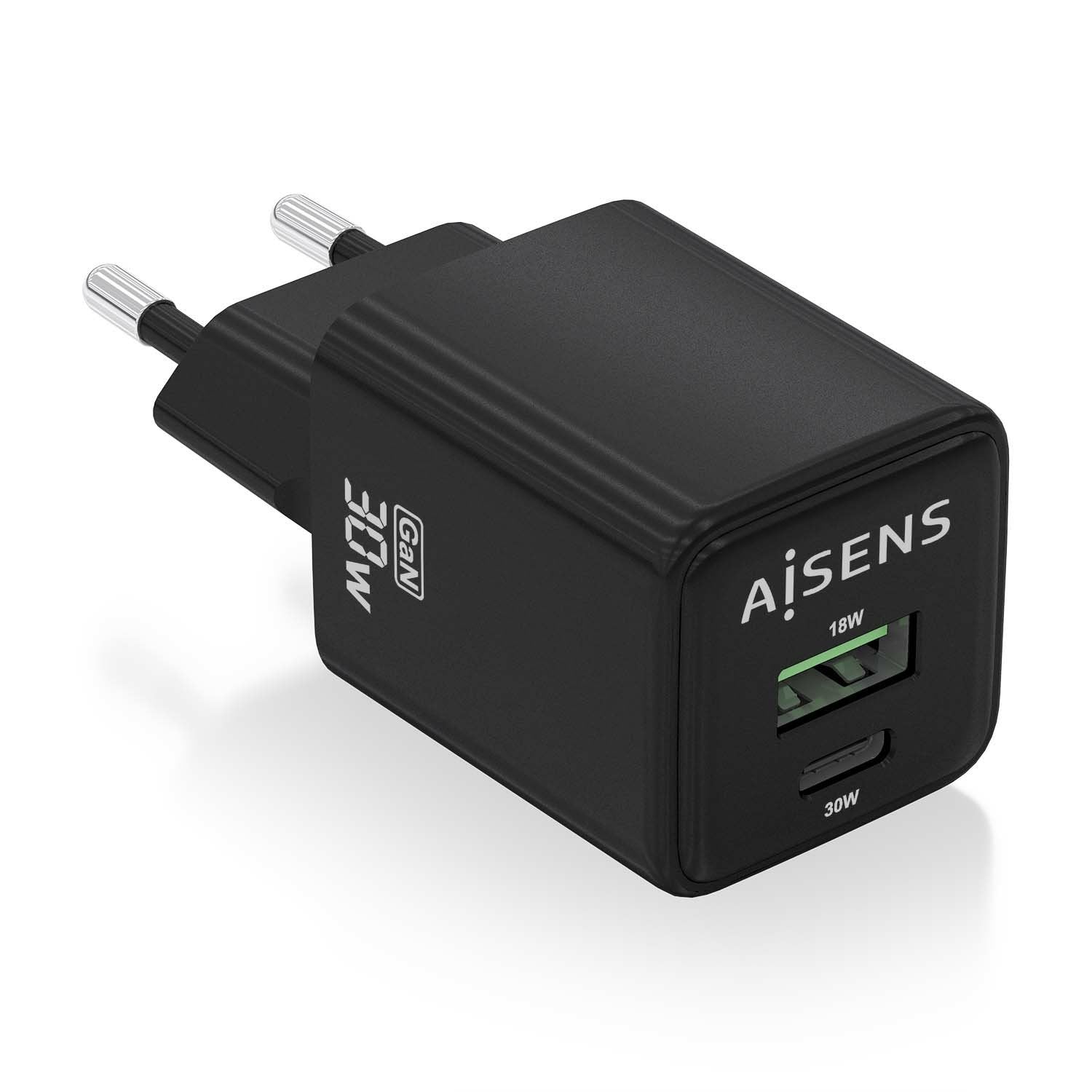 EAN 8435739901298 - AISENS ASCH-30W2P038-BK cargador de dispositivo móvil Universal Corriente alterna Carga rápida Interior imagen 1
