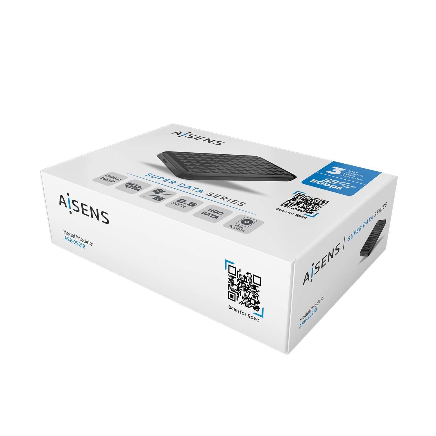 EAN 8436574709155 - AISENS ASE-2521B caja para disco duro externo Caja de disco duro (HDD) Negro 2.5" USB con suministro de c imagen 6