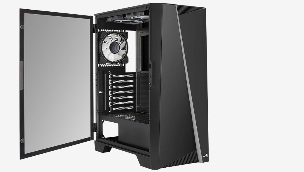 Caja Semitorre Atx Aerocool Mirage V2 Rgb Con Panel De Cristal (Negro)