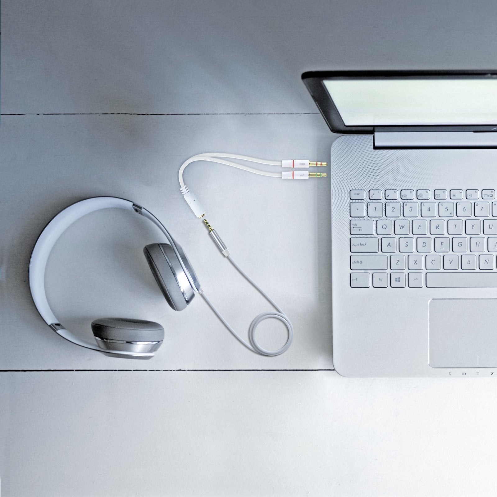 Nanocable Cable Adaptador Audio Jack 3.5mm Hembra 4 Pines A 2x Jack 3.5mm Macho 3 Pines 0.20m - Blanco