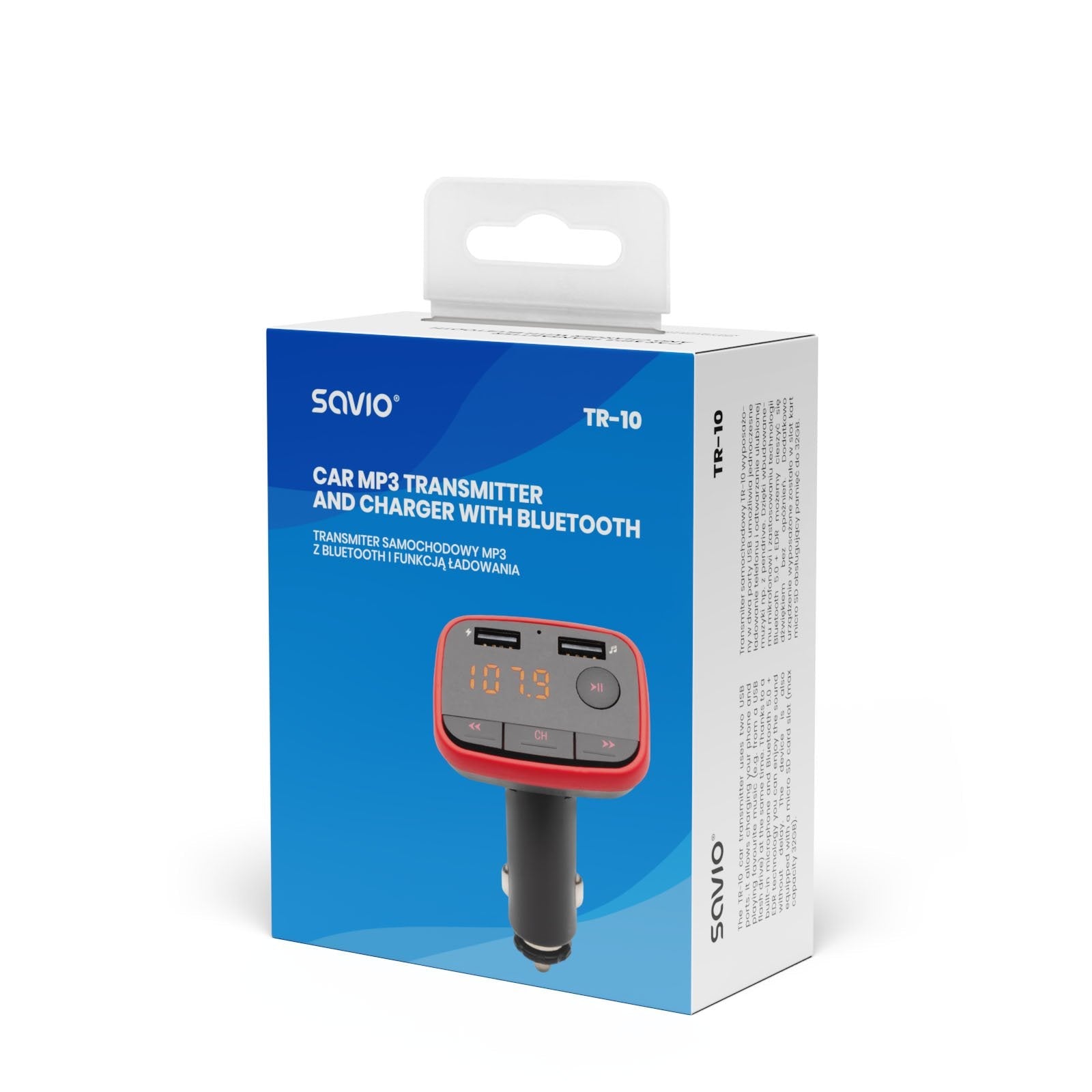 Savio Transmitter Tr-10 With Bluetooth + Car Charger 2 A