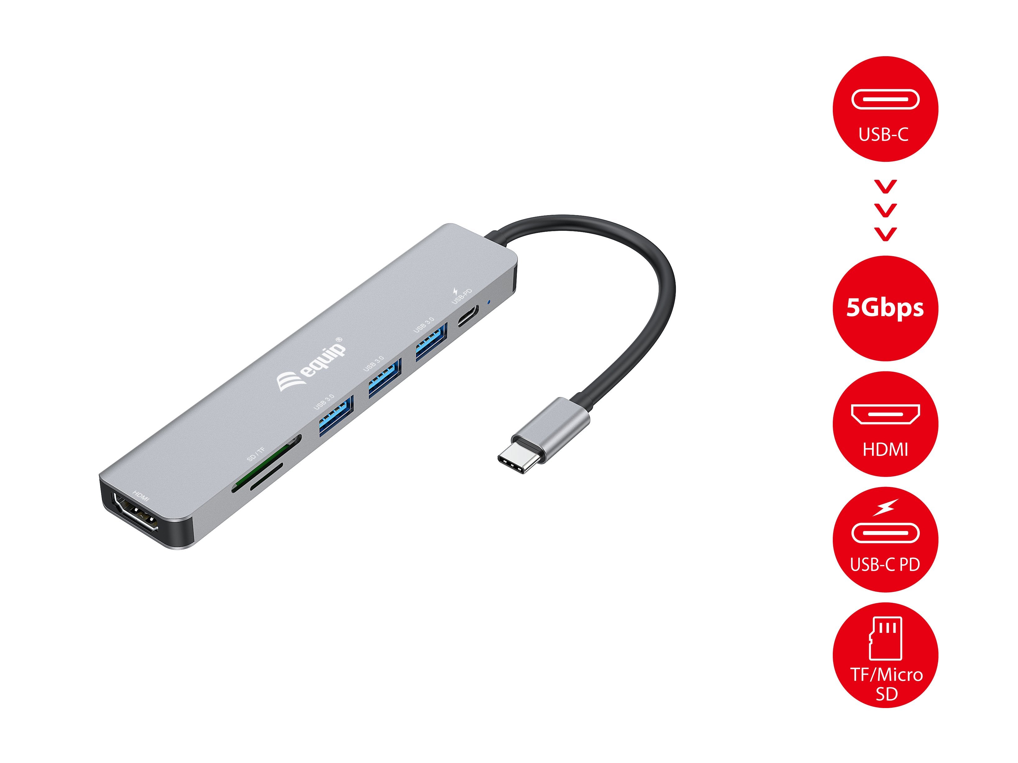 EAN 4015867234242 - Equip 133494 base para portátil y replicador de puertos Alámbrico USB 3.2 Gen 1 (3.1 Gen 1) Type-C Plata imagen 5