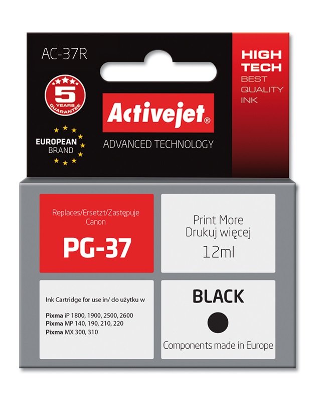 EAN 5901452128265 - Activejet AC-37R cartucho de tinta 1 pieza(s) Compatible Alto rendimiento (XL) Negro imagen 2