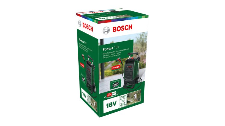 Limpiador A Presión Inalámbrico Bosch Fontus (Gen2), 18 Voltios (Verde/Negro, Batería Li-Ion 2,5ah, Power For All Alliance)