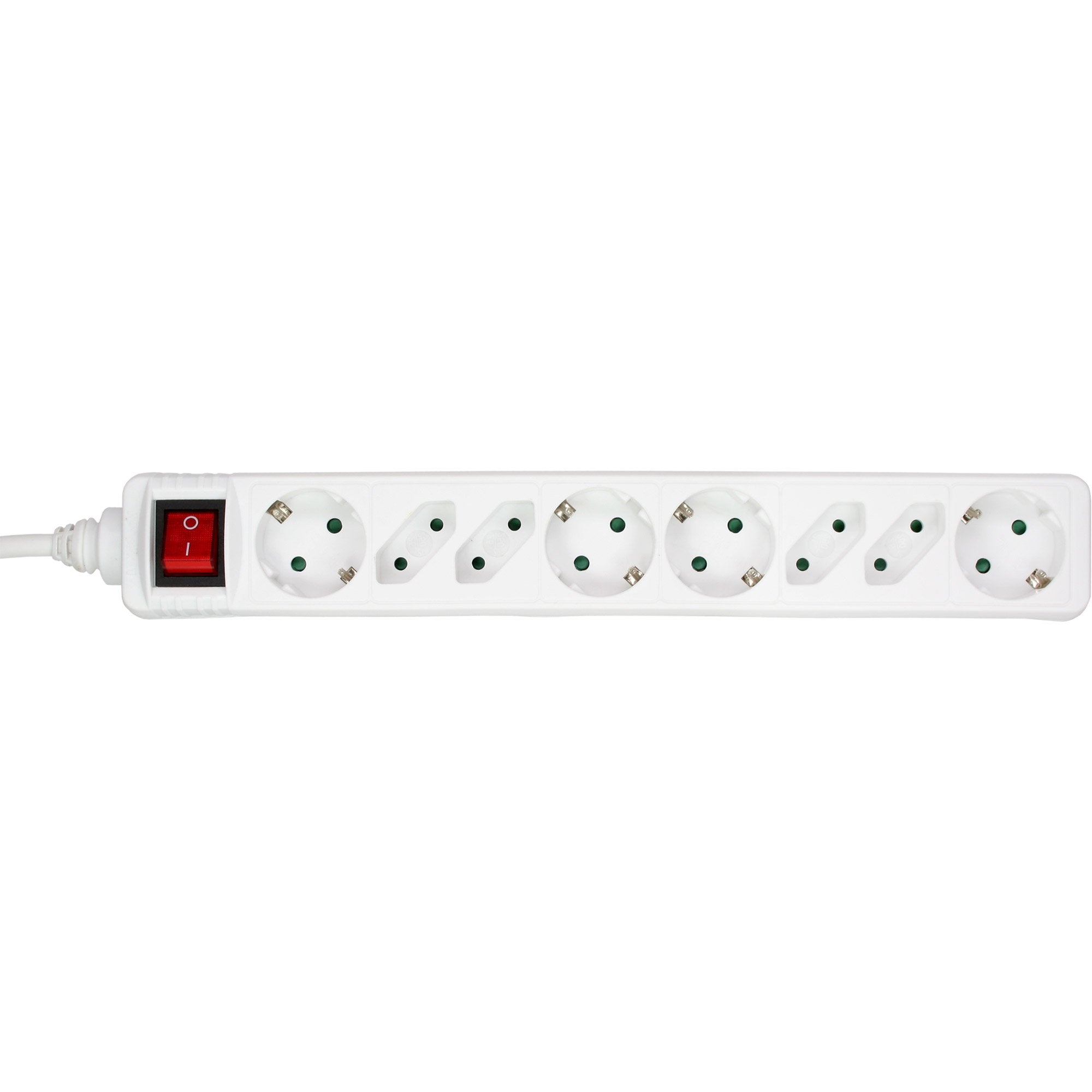 Inline Regleta 8 Tomas 4x Tipo F + 4x Euro Con Seguridad Para Niños E Interruptor Blanco 3m