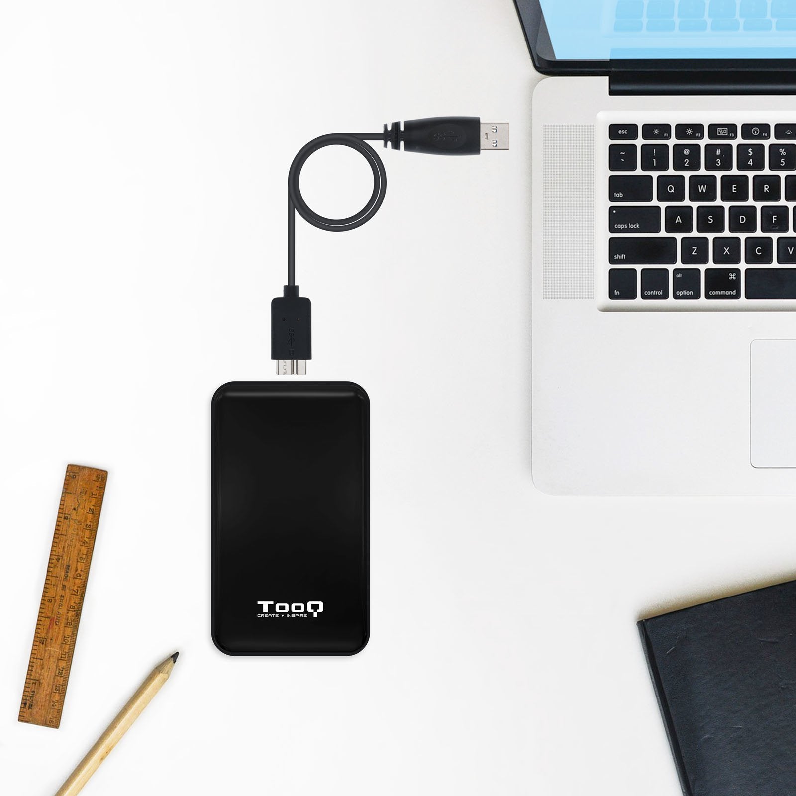 Tooq Carcasa Externa Hdd/Sdd 2.5" Hasta 9.5mm Sata Usb 3.0/3.1 Gen 1 - Sin Tornillos - Negro